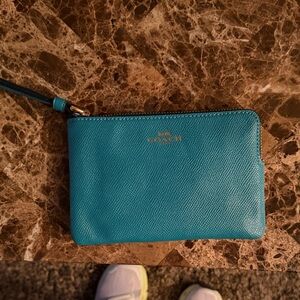 Coach Turquoise Leather Wristlet